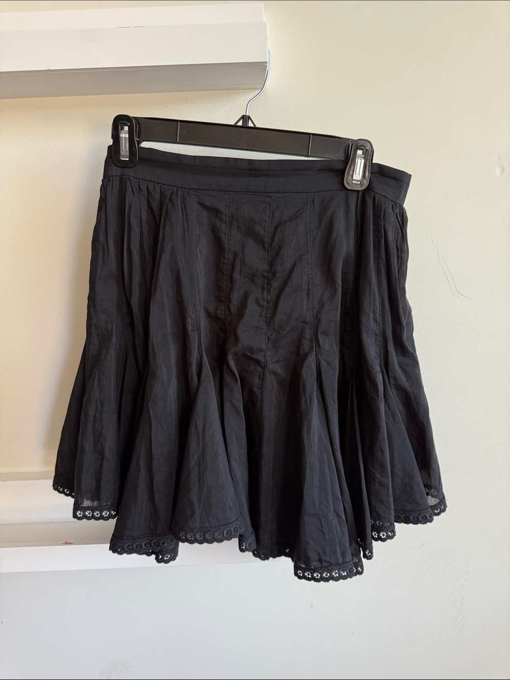 Isabel Marant Black Flared Circle Skirt with Lace Trim